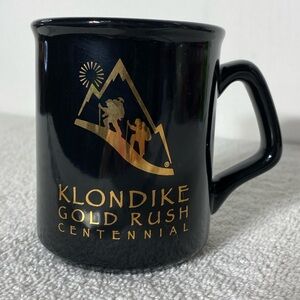 Vintage Klondike Gold Rush Centennial Black Gold Ceramic Coffee Mug
